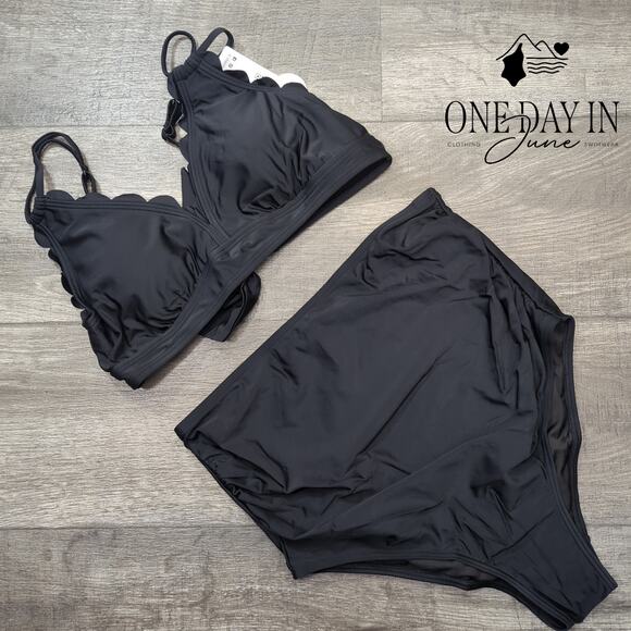 Charmo Maternity Scallop Edge Tie Back Bikini Swimsuit Size M - Picture 3 of 7